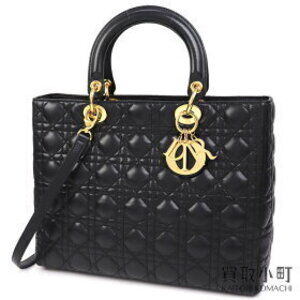 Dior Lady Classic Bag Cannage Stitch Black Lambskin Shoulder Tote Quilted